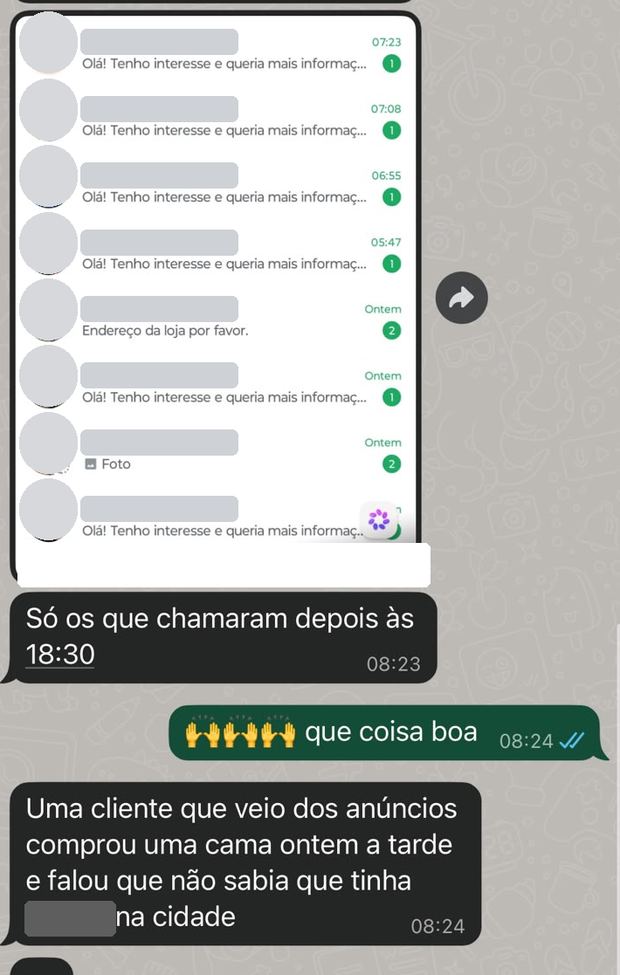 Caixa de entrada do WhatsApp cheia de novos contatos